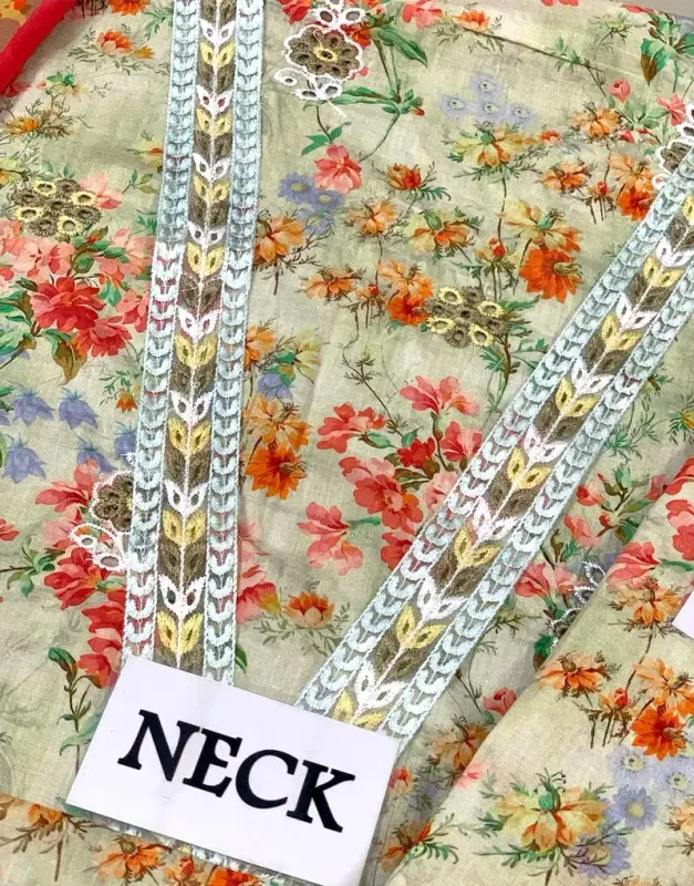 Digital Print Schiffli Embroidered Lawn Suit with Printed Silk Dupatta image 4