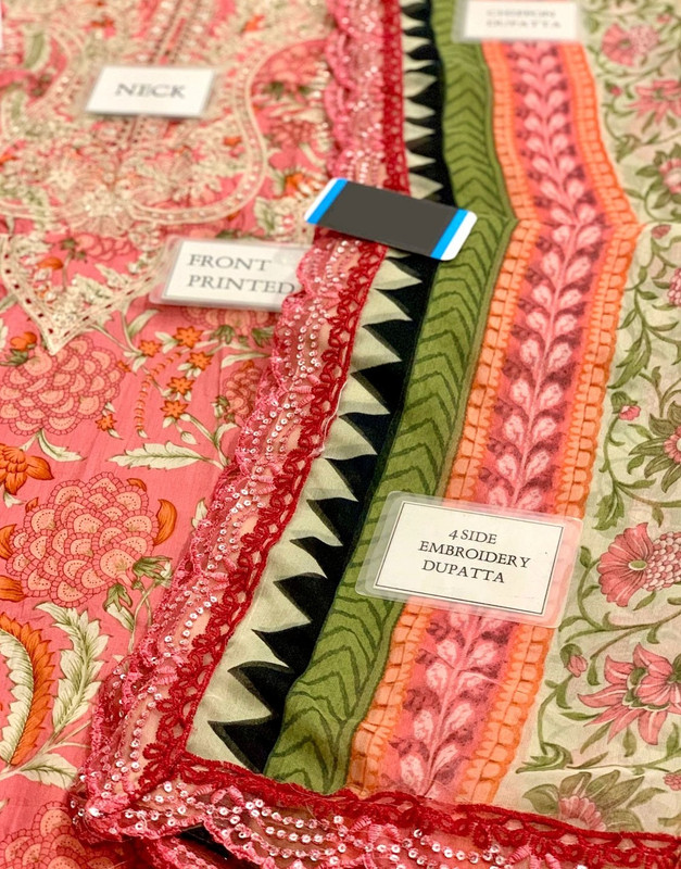 All-Over Print Embroidered Lawn Suit with Chiffon Dupatta image 5