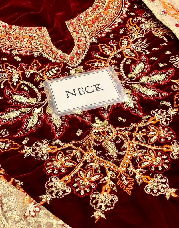 Luxurious Heavy Embroidered Velvet Dress with Emb. Silk Trouser image 4