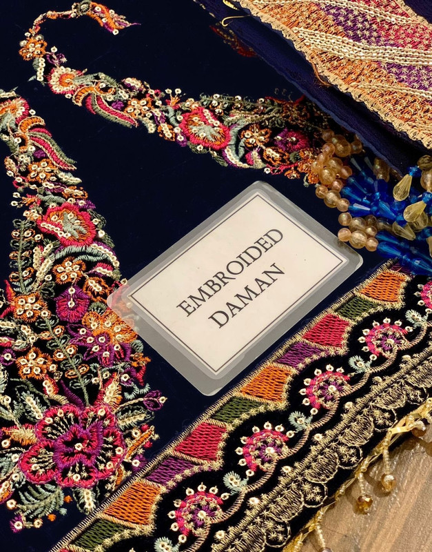 Luxury Heavy Embroidered Velvet Wedding Dress with Emb. Chiffon Dupatta image 7