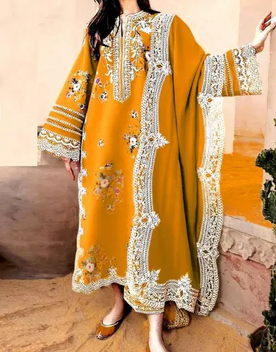 Elegant Embroidered Lawn Dress with Digital Print Diamond Dupatta image 3