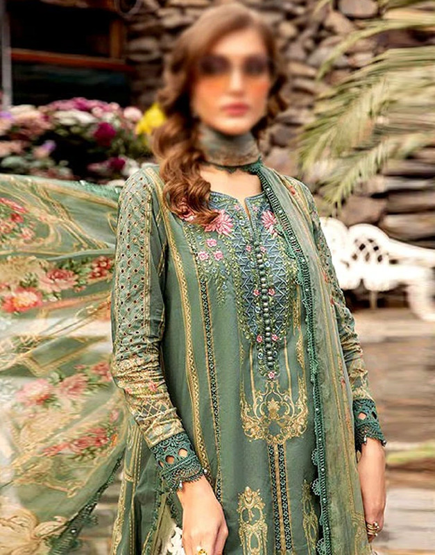 Designer Embroidered Lawn Dress with Chiffon Dupatta image 2