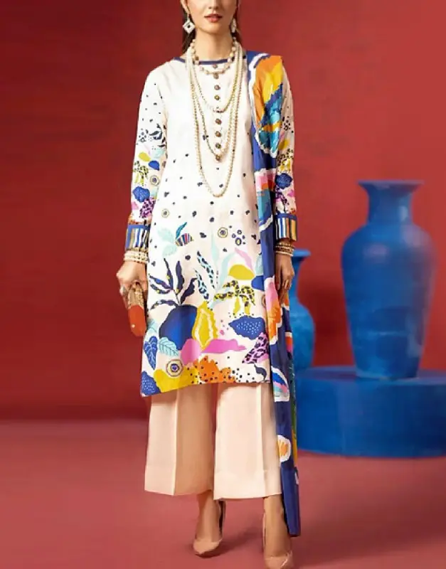 Digital Print Lawn Suit Diamond Voil Dupatta