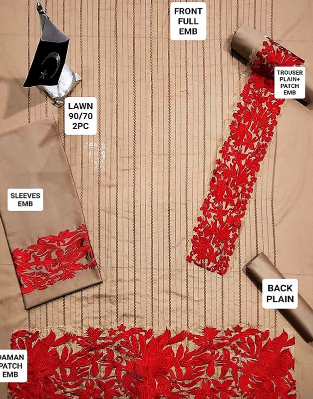2-Piece Scroll Embroidered Lawn Dress image 2
