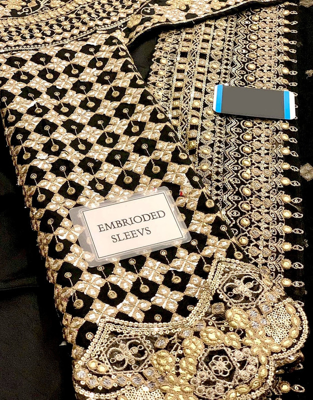 Luxury Heavy Embroidered Formal Black Net Wedding Saree image 5