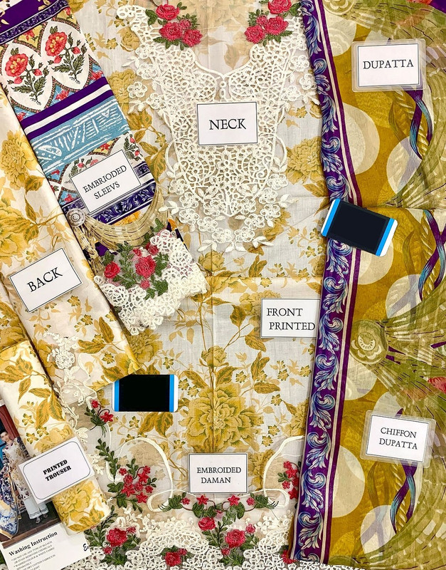 All-Over Print Embroidered Lawn Suit with Chiffon Dupatta image 3