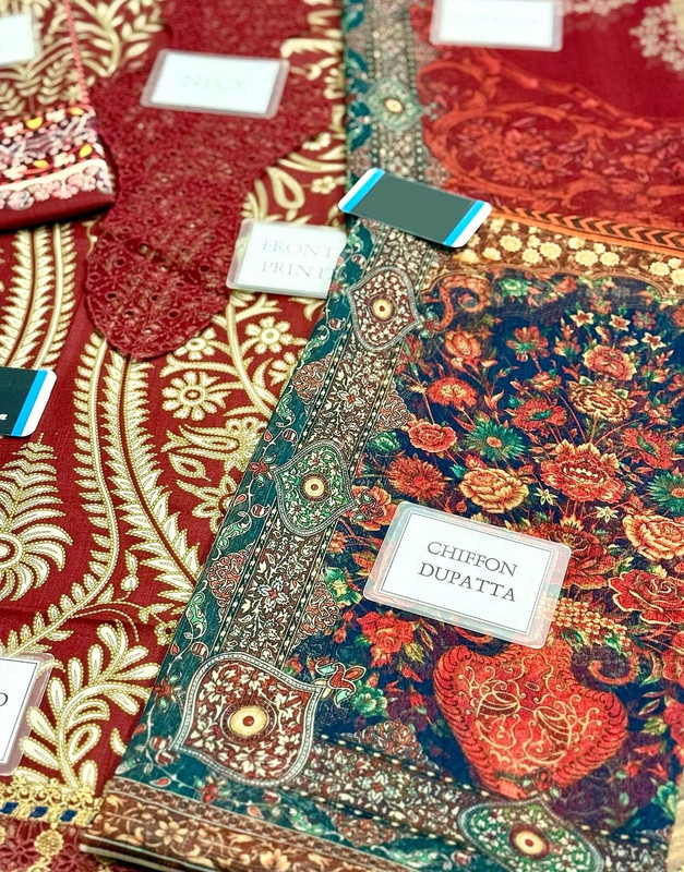 All-Over Print Embroidered Lawn Suit with Chiffon Dupatta image 7
