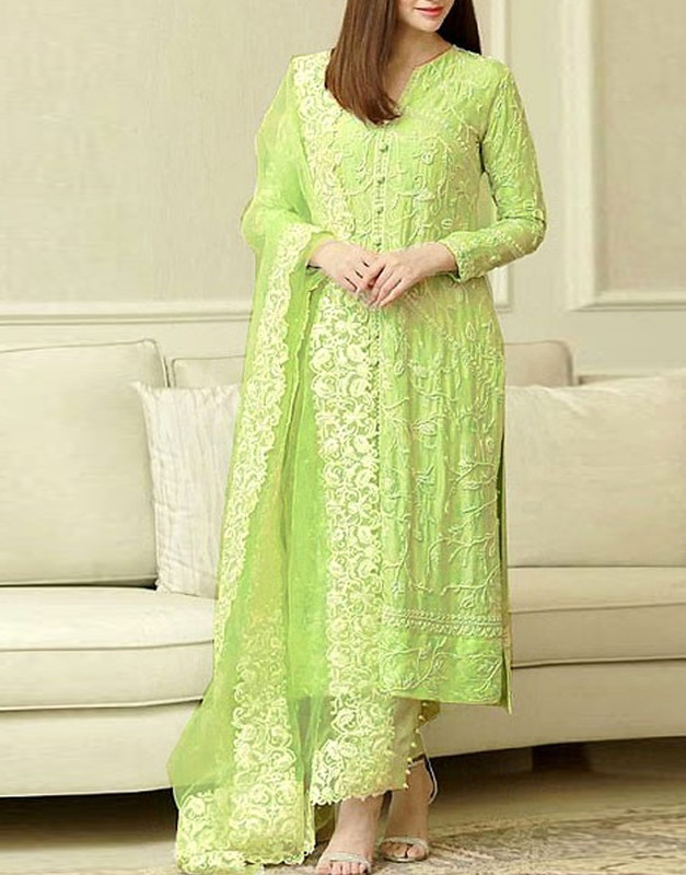 Luxury Embroidered Lawn Dress with Bamber Chiffon Dupatta