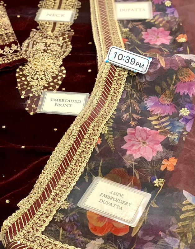 Luxury Heavy Embroidered Velvet Wedding Dress with Emb. Silk Trouser image 7