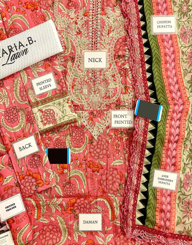 All-Over Print Embroidered Lawn Suit with Chiffon Dupatta image 2
