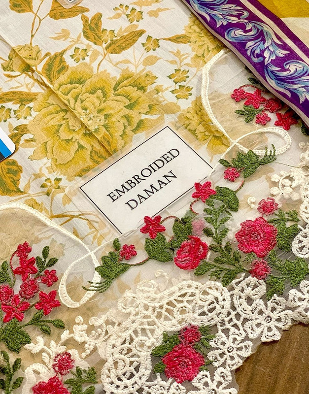 All-Over Print Embroidered Lawn Suit with Chiffon Dupatta image 5