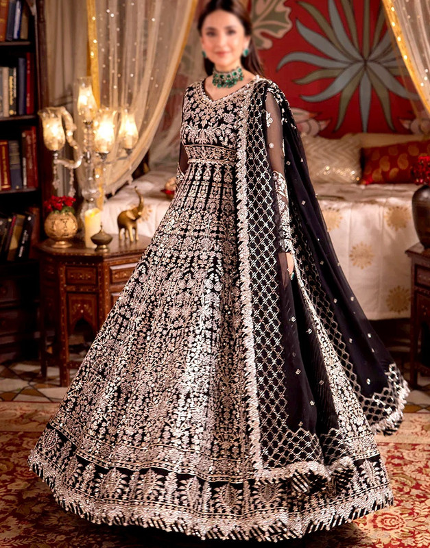 Luxurious Heavy Embroidered Bridal Chiffon Maxi Dress 2025 image 2