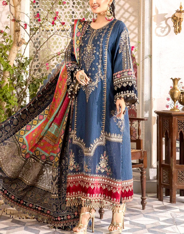 Heavy Embroidered Chiffon Wedding Dress 2026 with Printed Jamawar Trouser.