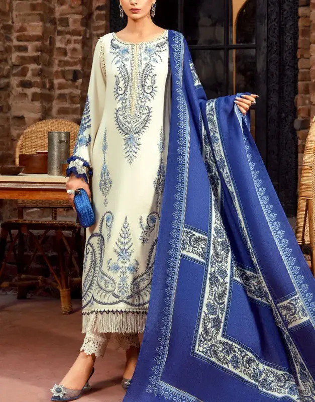 Heavy Embroidered Lawn Suit 3-Pc with Digital Print Diamond Zari Dupatta (2025).