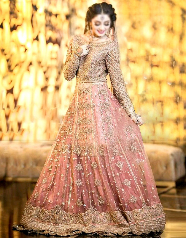 Heavy Embroidered Net Bridal Maxi Dress 2026 with a voluminous skirt and Heavy Border Net Dupatta.